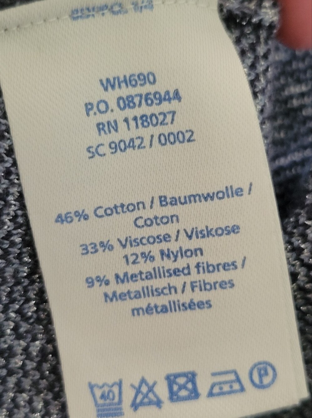 Boden Sweater Knit Dress Long Sleeve Blue & Silver Metallic Geometric 8L 8 Long - Picture 10 of 11